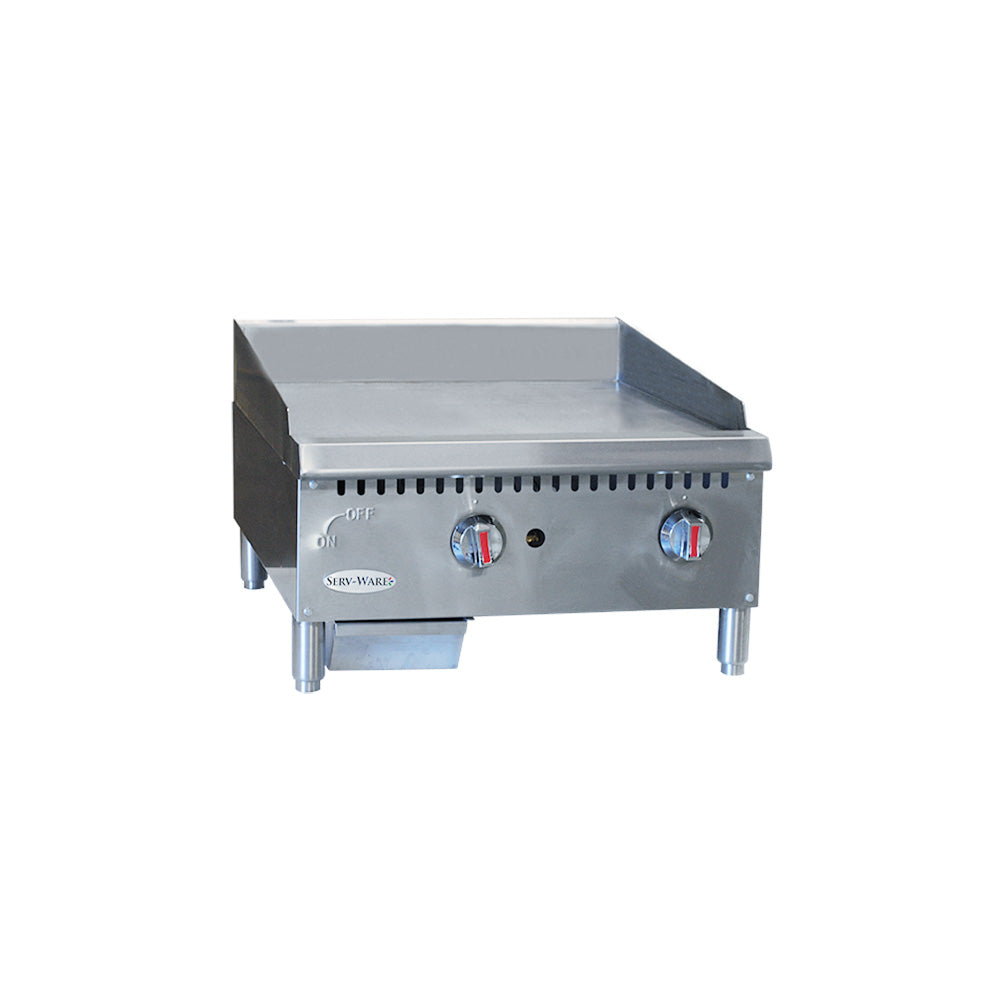 ServWare SMGS24 24" 2burner Gas Countertop Griddle Pizza Solutions