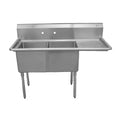 Serv-Ware D2CWP1620R-18 52" Two-Compartment Sink